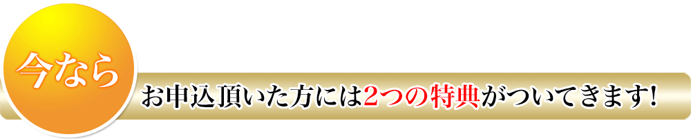 今なら、お申し込みいただいた方には二つの特典がついてきます。